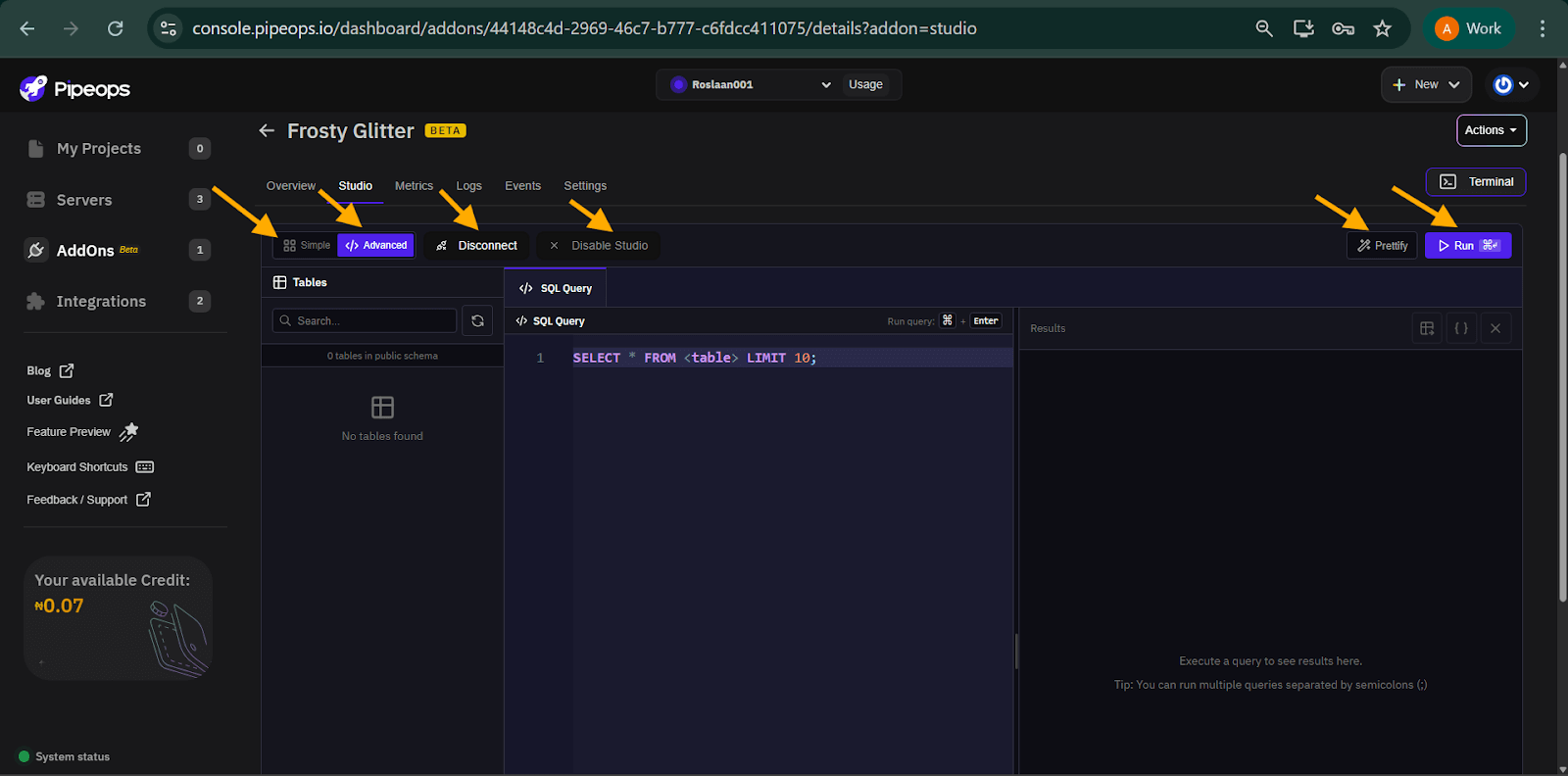 Addon Database Studio Connected
