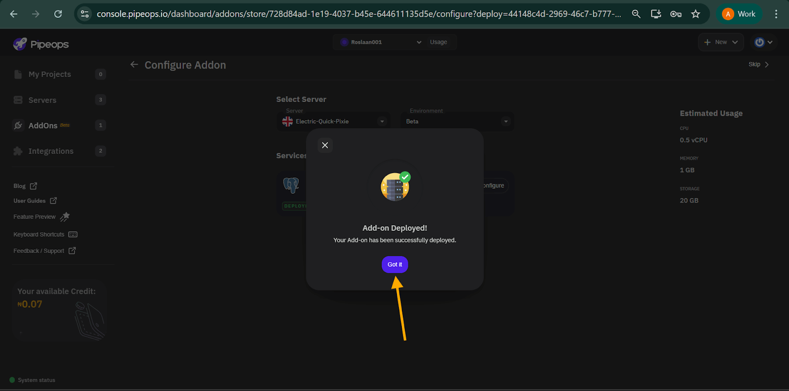 Addon Deployed Successfully