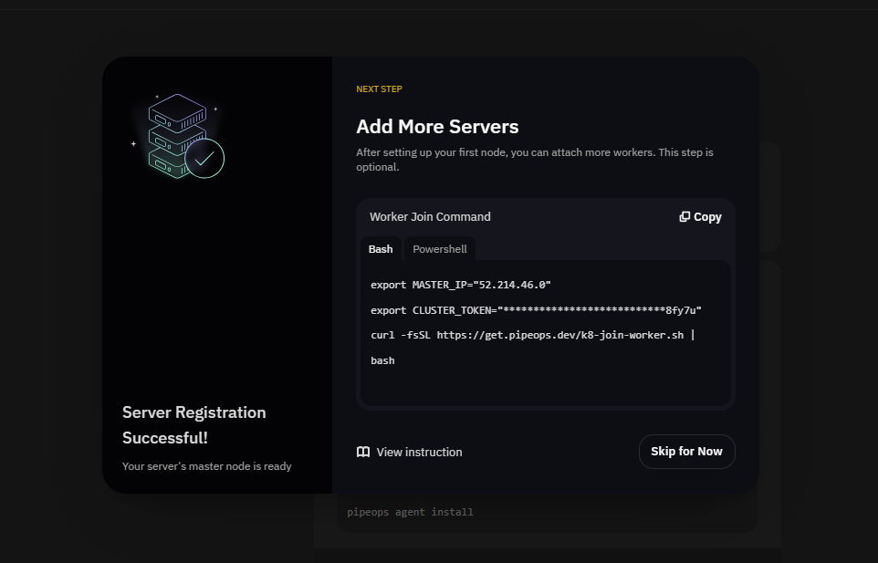 BYOS setup complete modal