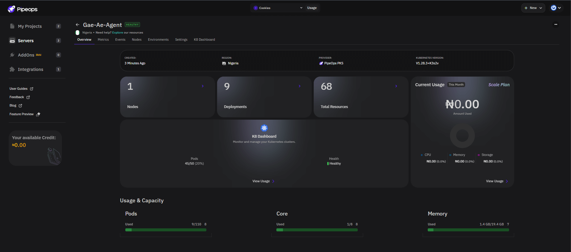 Server details page