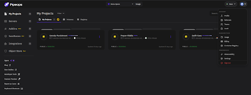 PipeOps Console Audit Navigation