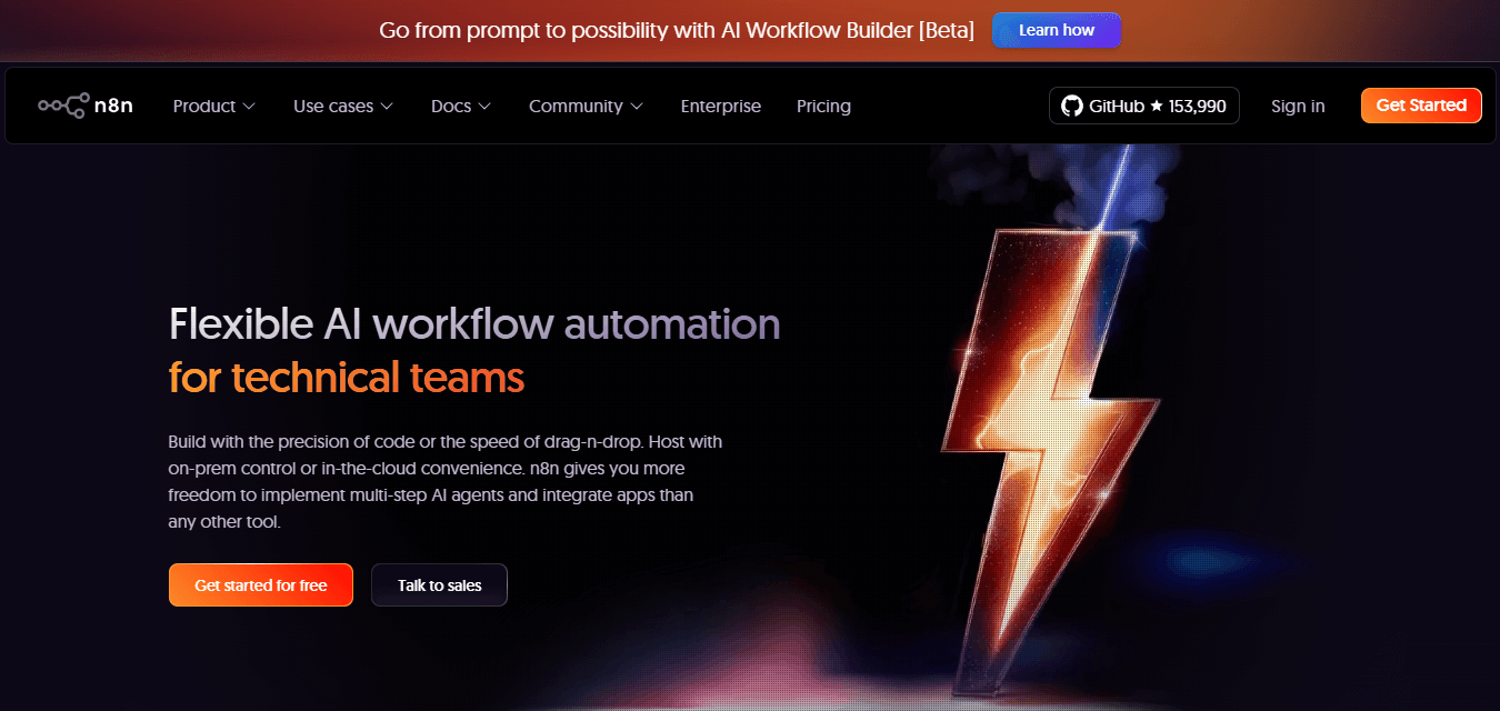 n8n landing page